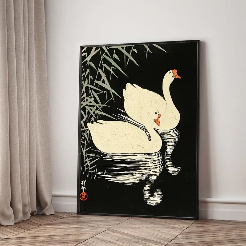 Swans and Reeds (Thiên Nga và Cỏ Sậy) – Kiệt tác của Ohara Koson