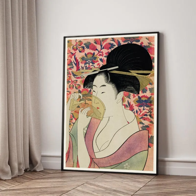 Nét Đẹp Ukiyo-e: Thiếu Nữ Và Chiếc Lược (Tranh Canvas Nhật Bản Cổ Điển)