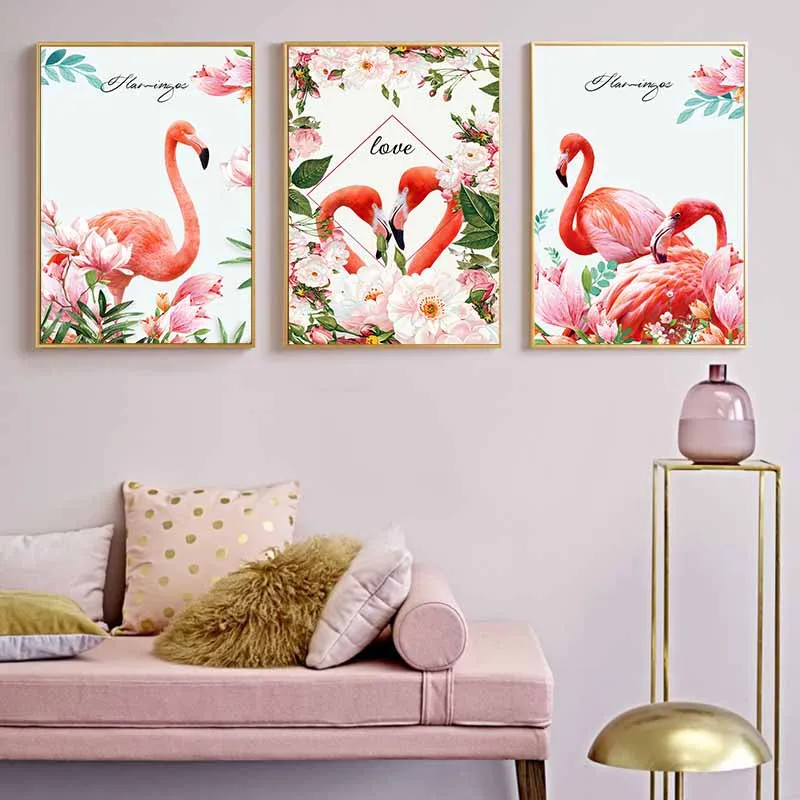 Tranh chim hồng hạc và hoa