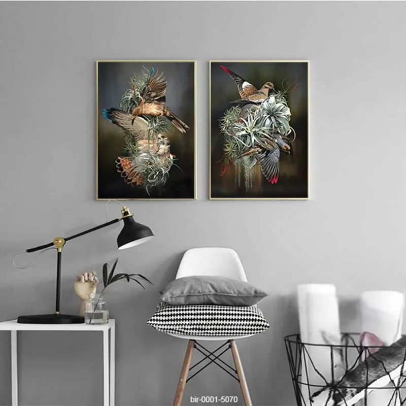 Tranh gia đình chim chiến đấu bảo vệ tổ