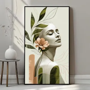 Tranh Chân Dung Cô Gái Và Bông Hoa Cài Tai