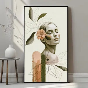 Tranh Chân Dung Cô Gái Và Bông Hoa Cài Tai