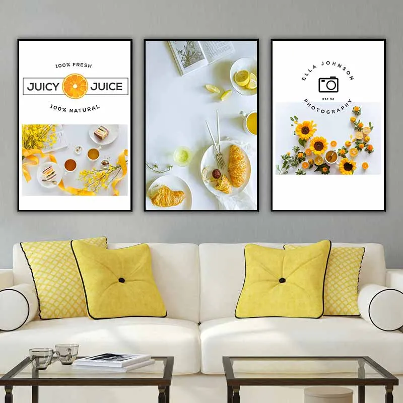 Tranh hoa cúc vàng, bánh kem, bánh mì và tích trà