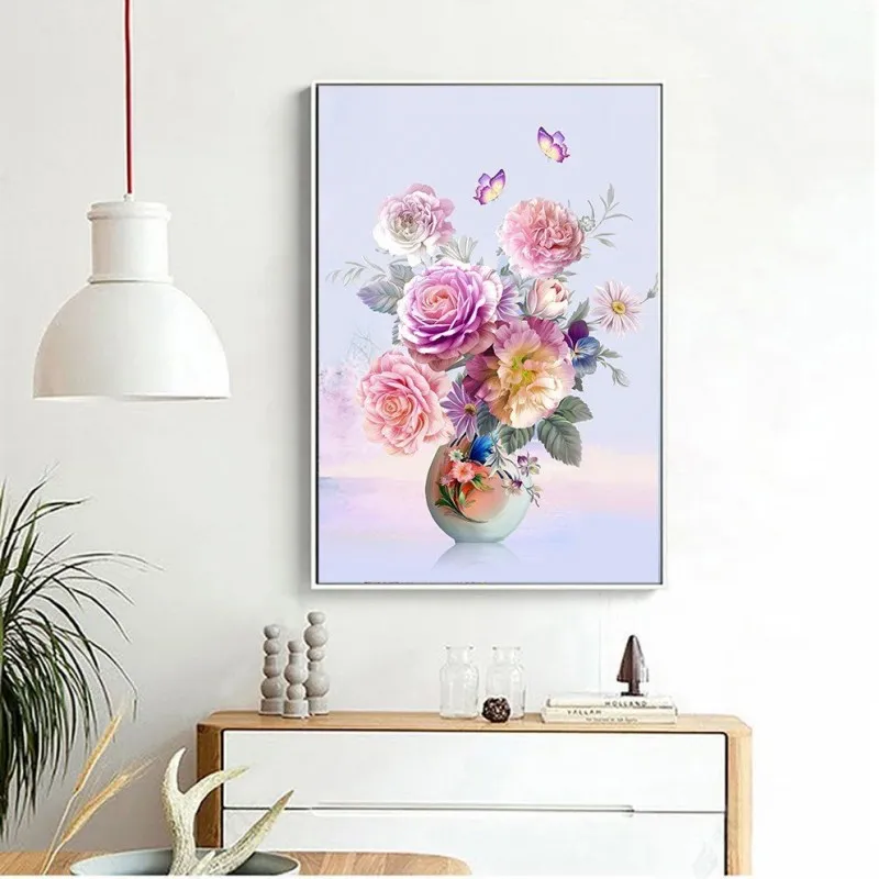 Tranh hoa hồng và hoa cúc