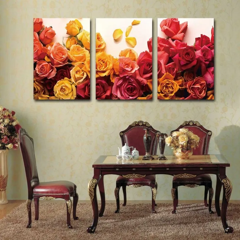 Tranh hoa hồng vàng và đỏ