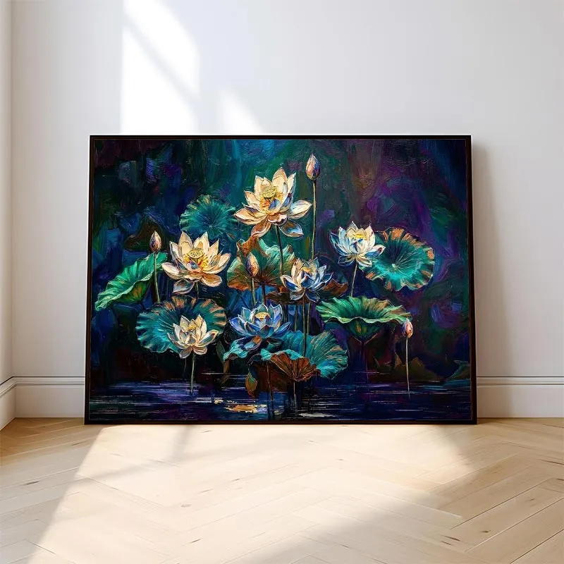 Tranh hoa sen trắng  nghệ thuật