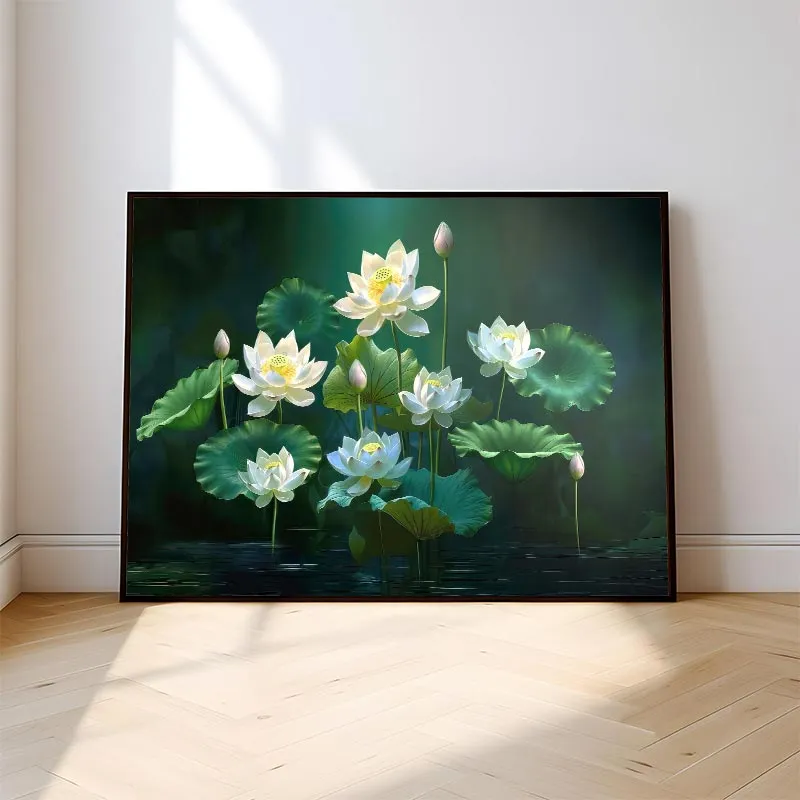 Tranh hoa sen trắng  nghệ thuật