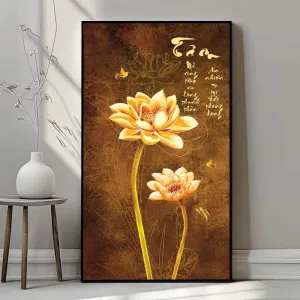 Tranh Canvas Chữ Tâm - Hoa Sen An Nhiên