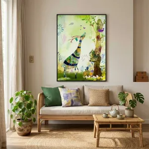 Tranh In Canvas Hươu Đa Sắc Trong Khu Rừng Thần Tiên mộng mơ