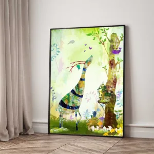 Tranh In Canvas Hươu Đa Sắc Trong Khu Rừng Thần Tiên mộng mơ