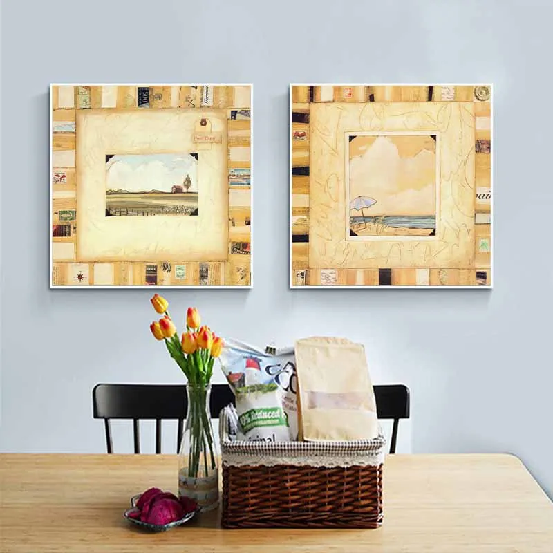 Tranh in phong cảnh trừu tượng theo phong cách dán giấy