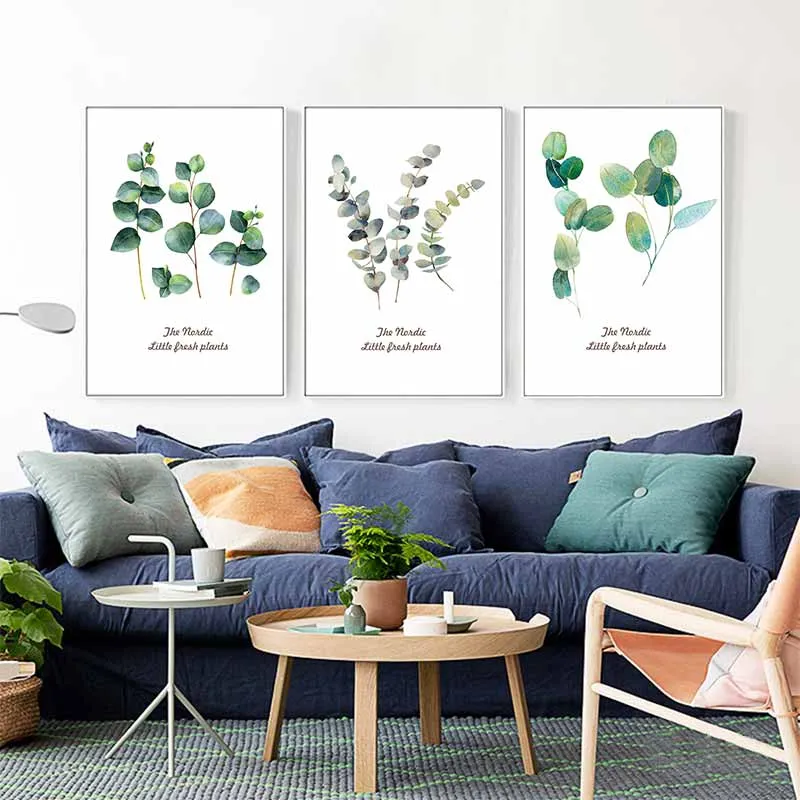 Tranh lá cây nhiệt đới kết hợp chữ The nordic little fresh plants