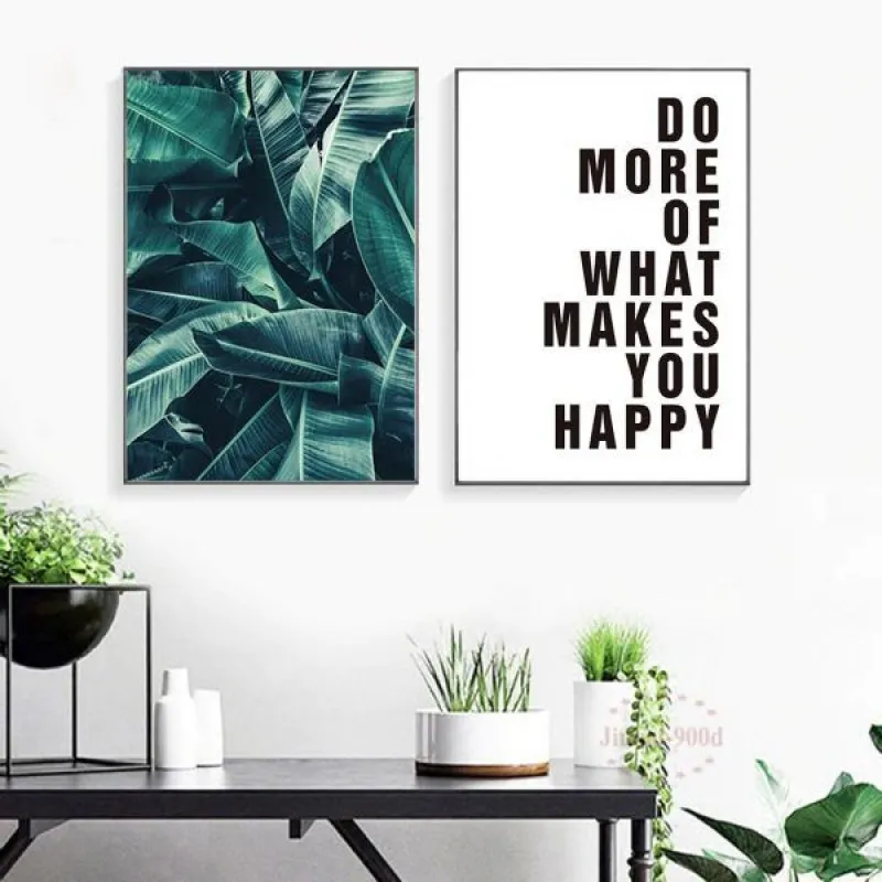 Tranh lá chuối kết hợp chữ