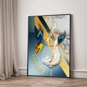 Tranh Ly Rượu Và Lông Chim - Dạ Tiệc Hoàng Kim