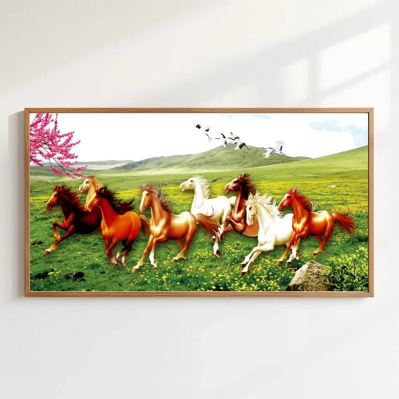 Tranh Canvas "Mã Đáo Thành Công" - Bát Mã Đón Xuân Cùng Đàn Chim Hạc