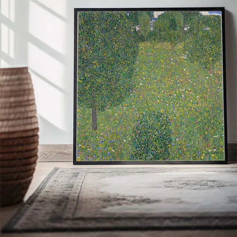 Tranh Canvas Cánh Đồng Hoa (Blumenwiese) – Sắc Xuân Rực Rỡ Của Gustav Klimt