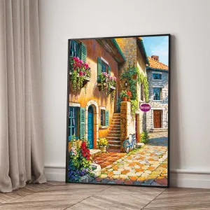 Tranh Bộ 2 Tấm In Canvas Phong Cảnh Góc Phố Châu Âu Cổ Điển