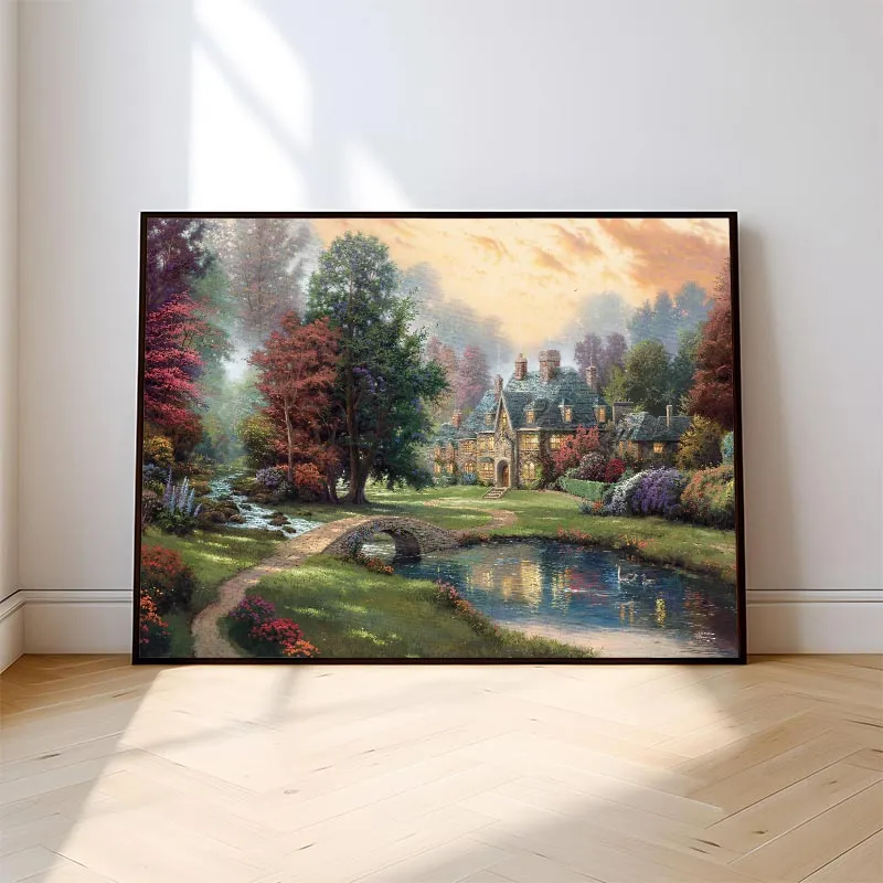 Mùa Thu Bên Dòng Suối, Tranh phong cảnh Châu Âu theo phong cách Thomas Kinkade