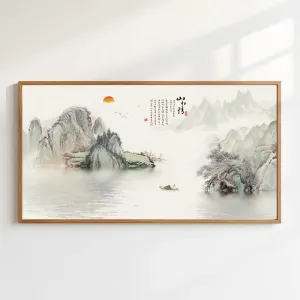 Tranh Canvas Sơn Thủy Hữu Tình: Vầng Dương Mờ Sương