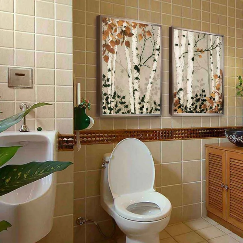 Tranh rừng cây lá vàng mùa thu trừu tượng