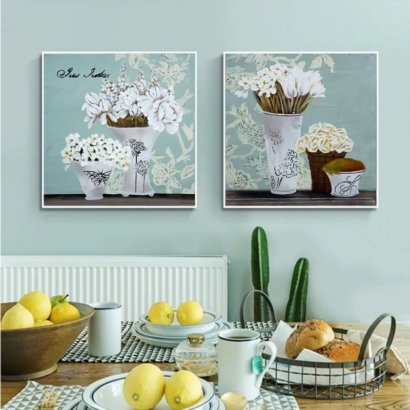 Tranh tĩnh vật hoa màu cúc trắng