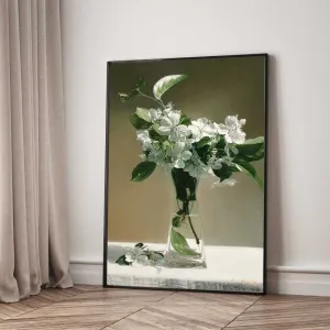 Tranh Canvas Tĩnh Vật Bình Hoa Trắng Nghệ Thuật Thanh Lịch