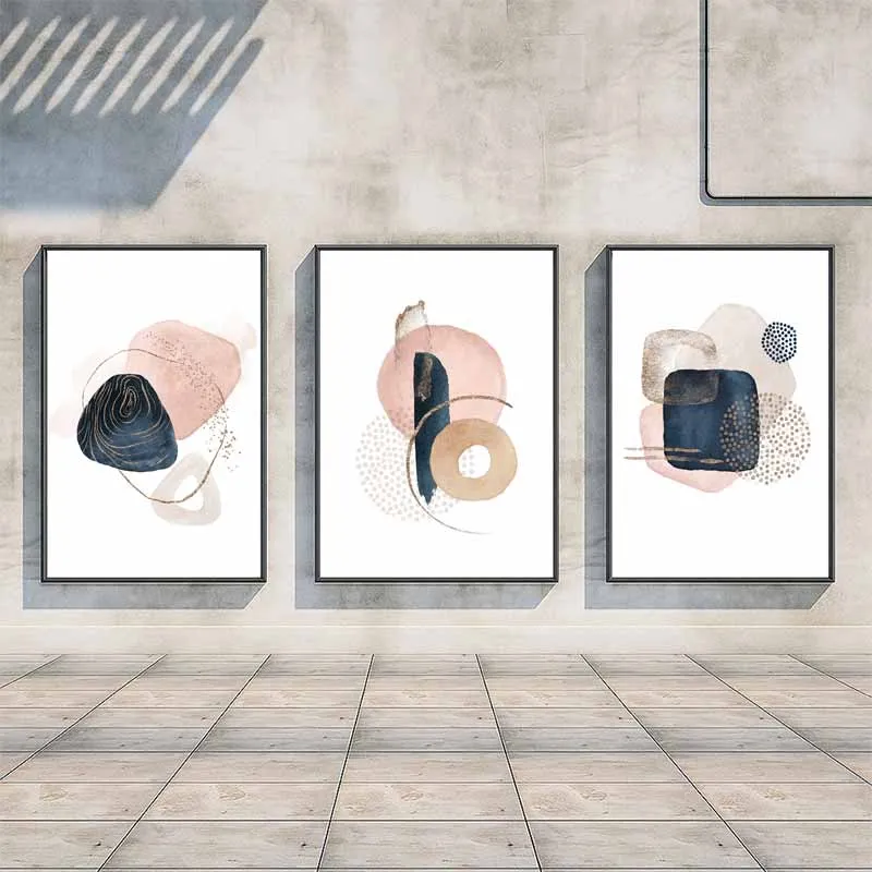 Bộ 3 Tranh Canvas Trừu Tượng: Giai Điệu Pastel & Đại Dương