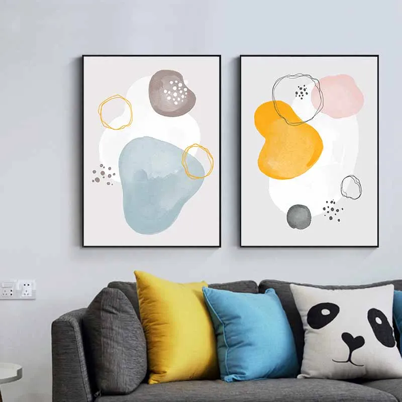 Tranh trừu tượng sắc xám và vàng