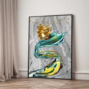 Bộ 2 Tranh Canvas 3D Trừu Tượng: Thuận Buồm Xuôi Gió & Ly Rượu Vang