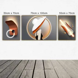 Tranh trừu tượng hiện đại và chân dung cô gái đội mũ trắng viền đỏ