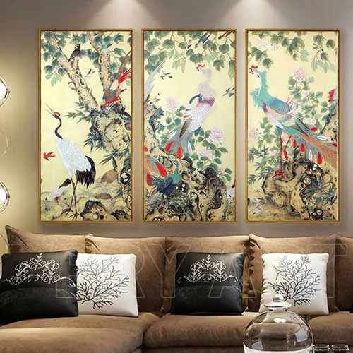 tranh tùng hạc đón bách