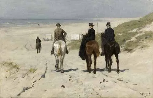 Anton Mauve - Morgenrit langs het strand, 1876