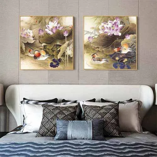 Tranh đôi vịt uyên ương và hoa sen