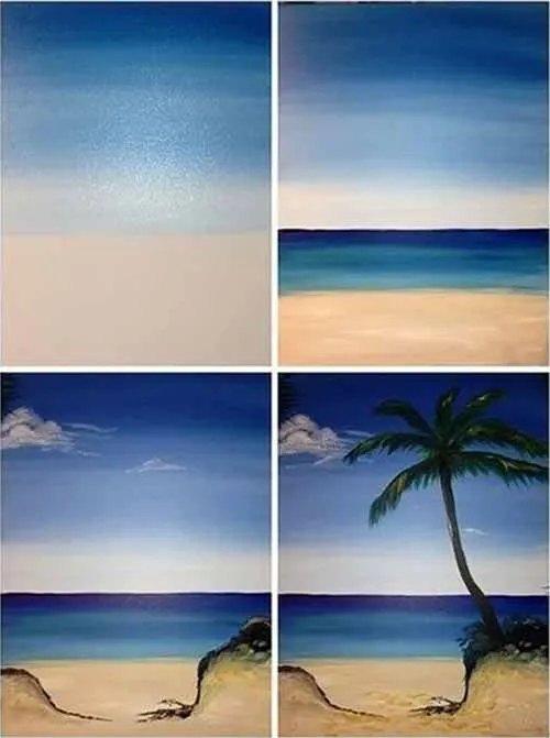 Từng bước vẽ tranh cảnh biển