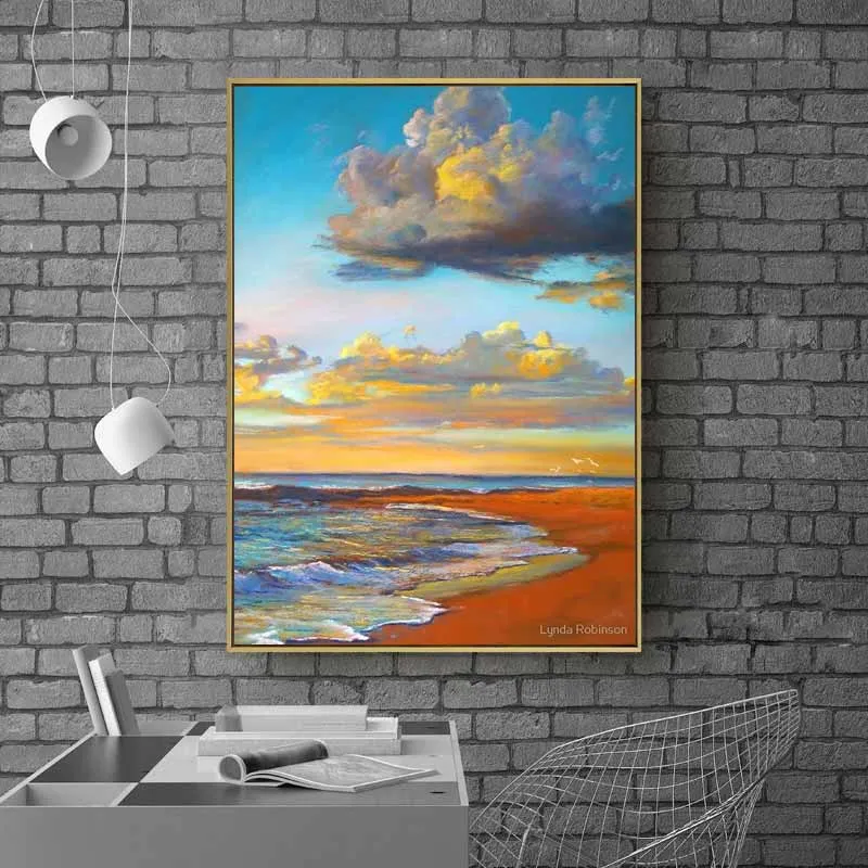 Tranh phong cảnh biển và bầu trời tiếp giáp với nhau