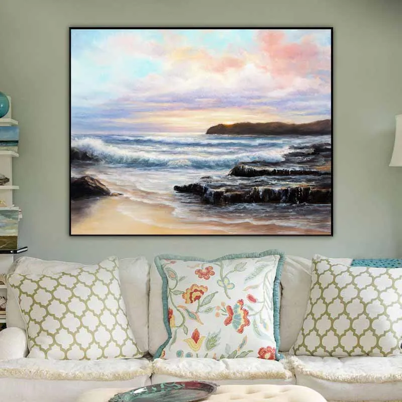 Tranh bình minh trên biển