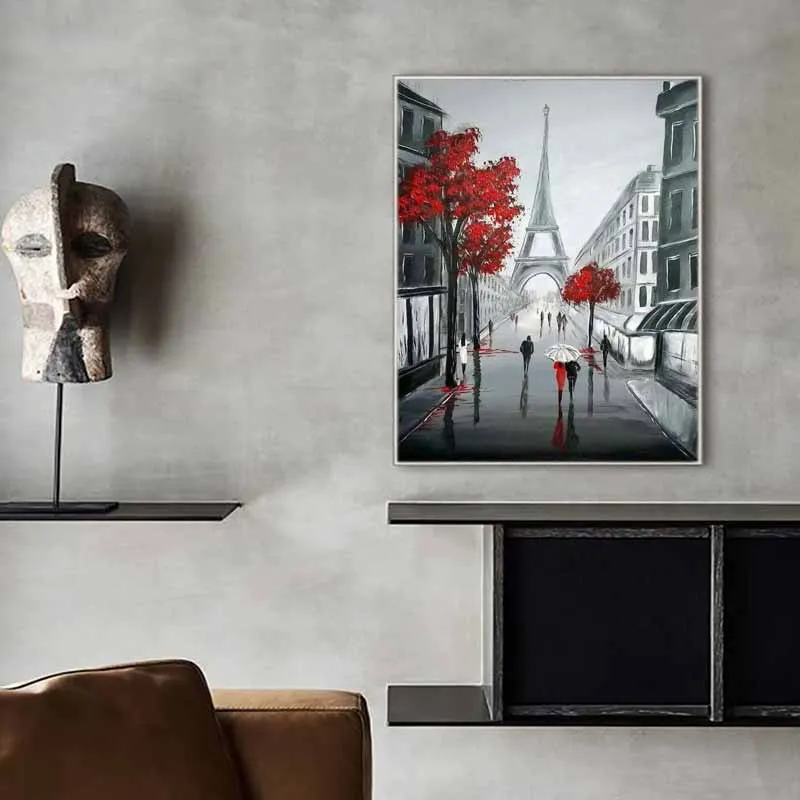 Tranh phong cảnh thành phố Paris và tháp eiffel