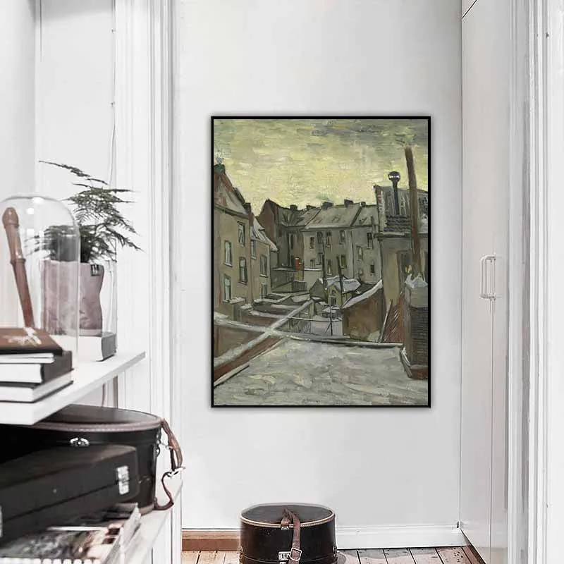 Sân sau của những ngôi nhà cổ ở Antwerp vào mùa đông