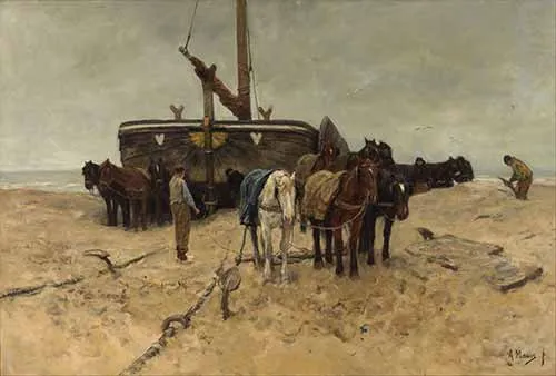 Anton Mauve - Fishing boat on the beach