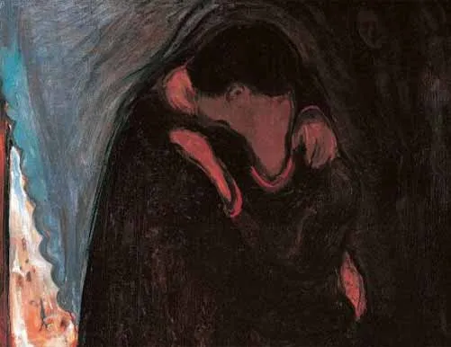 Edvard Munch, Nụ hôn. Tranh tái hiện trong “Expressionism” của Ashley Bassie