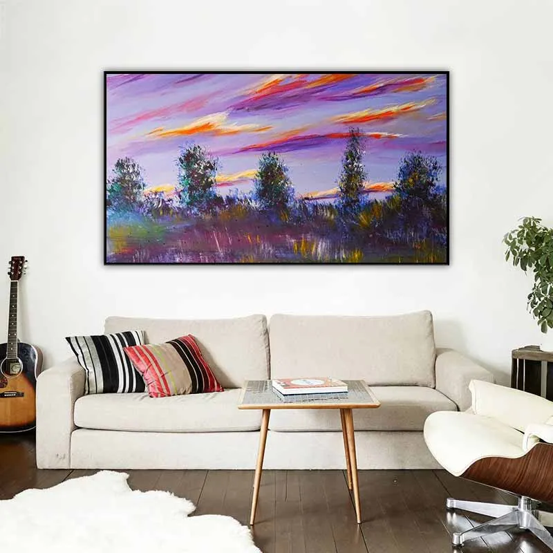 Những cái cây ở khoảng cách xa với bầu trời nền theo chủ đề hoa tử đinh hương