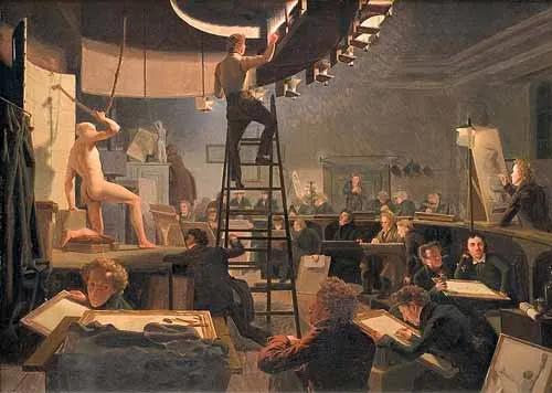 The Life Class at the Royal Academy of Fine Arts by Wilhelm Bendz