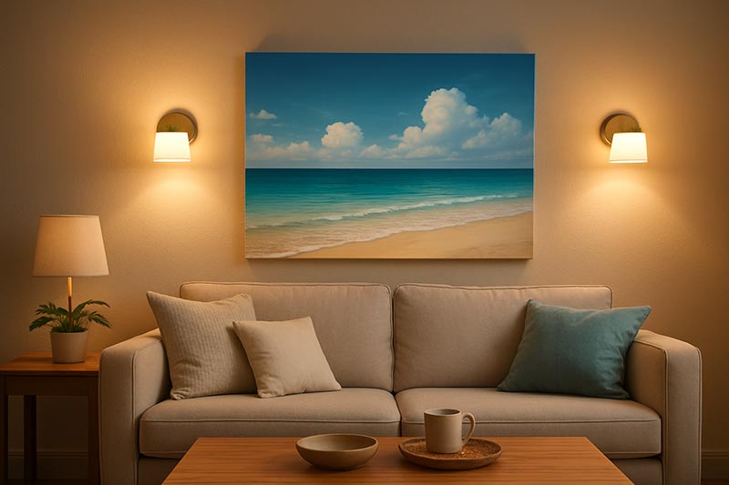 Tranh canvas phong cảnh biển giúp phòng sáng hơn