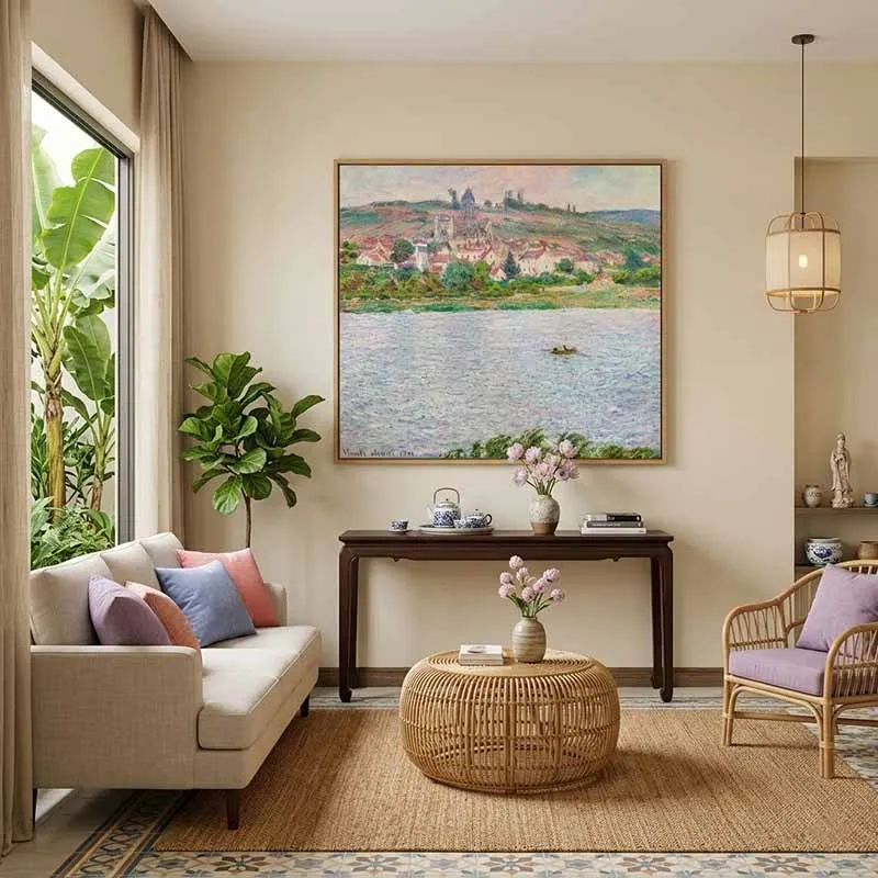 Tuyệt tác tranh nghệ thuật Vétheuil Effet du Matin miêu tả ánh sáng thiên nhiên của Claude Monet