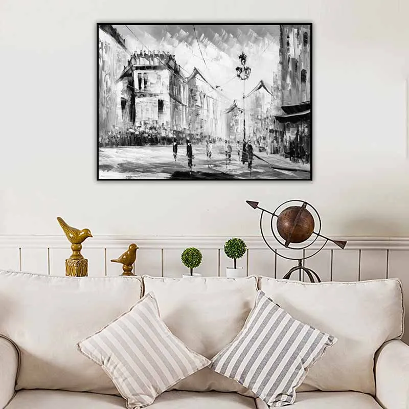 Tranh phong cảnh thành phố Paris trắng đen