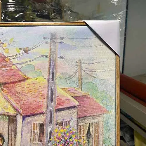 Tranh thực tế khung viền mỏng composite giả vân gỗ