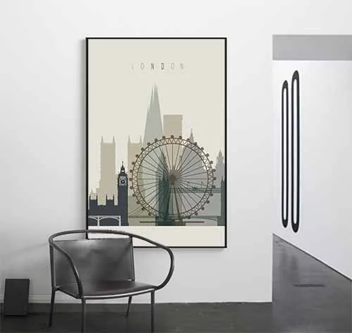 Tranh phong cảnh thành phố theo phong cách tối giản