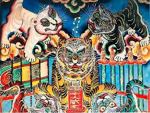 Ngũ hổ - Tranh hàng trống