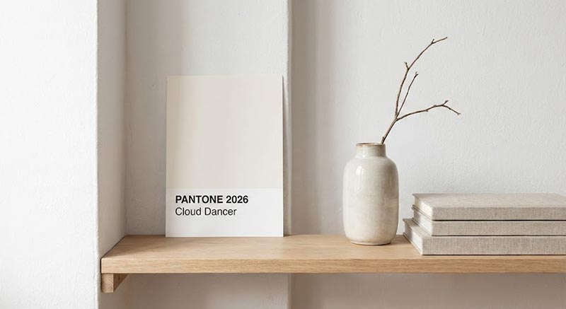 Màu Pantone 2026 Cloud Dancer sắc trắng nhẹ nhàng tinh tế