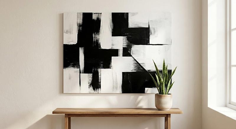 Tranh canvas khổ lớn treo tường màu trắng Cloud Dancer phòng khách